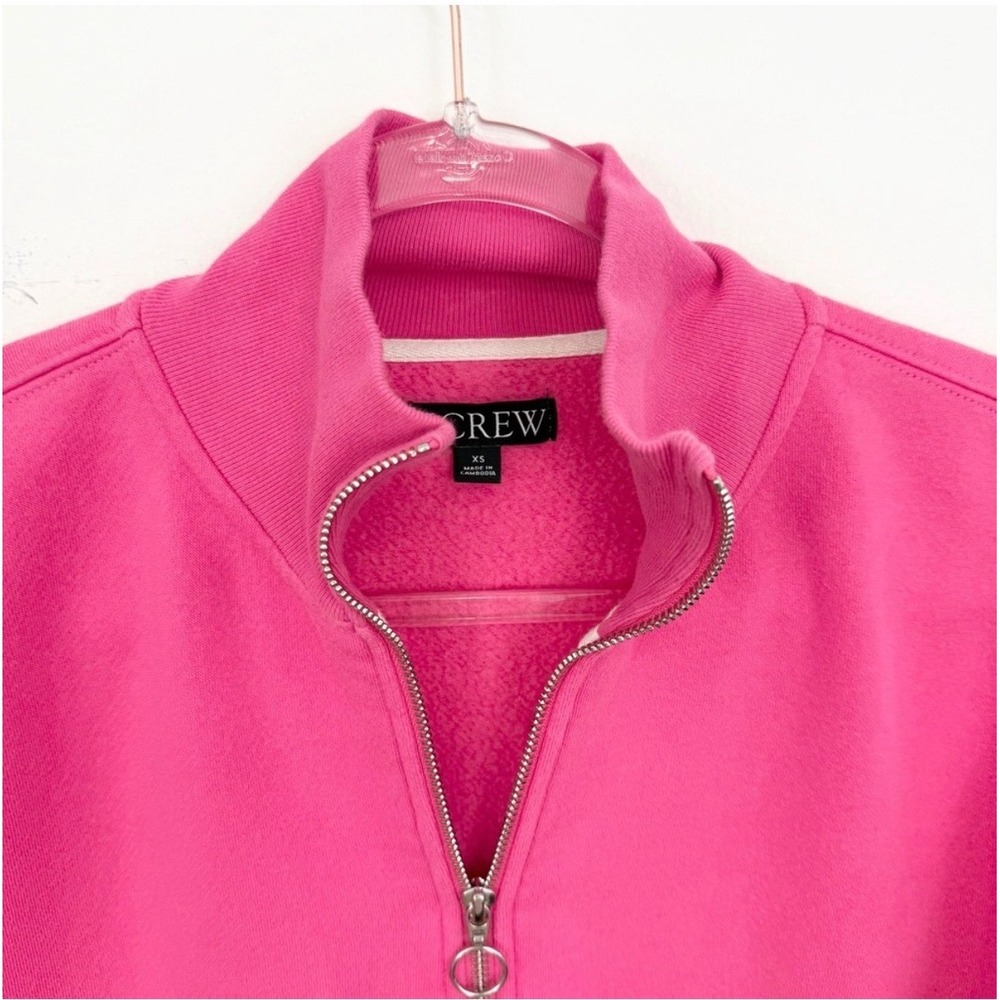 J.Crew Heritage Fleece Half Zip Sweatshirt Hot Pink Quarter Zip Pullover XS - Picture 4 of 6
